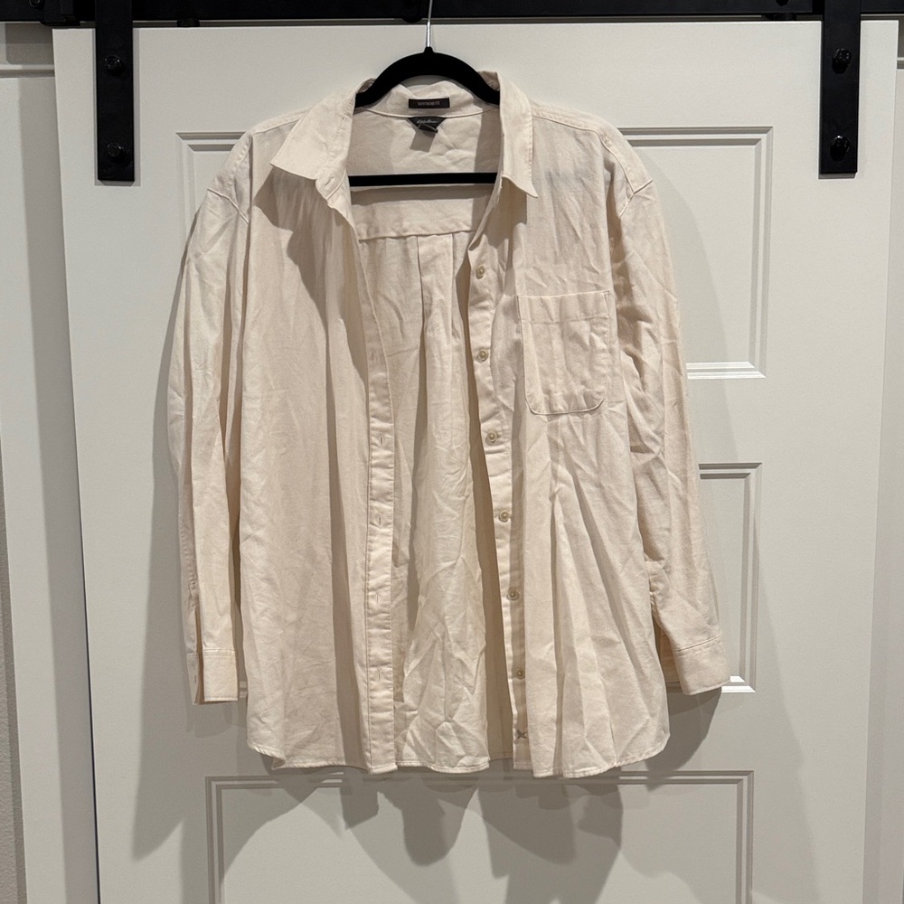 Women’s “Boyfriend” Cream Button-Up Shirt